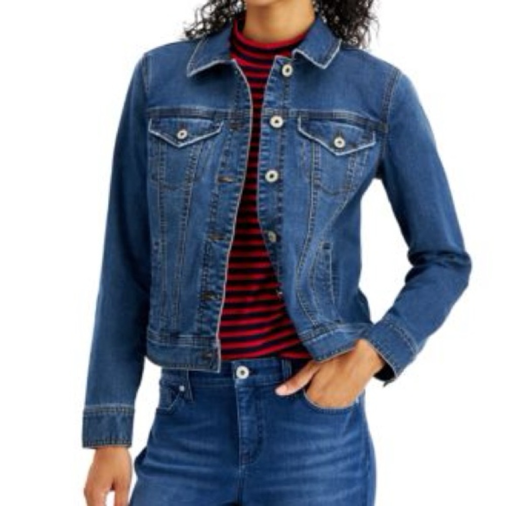Style & Co Blue Jean Jacket Classic Fitted Design